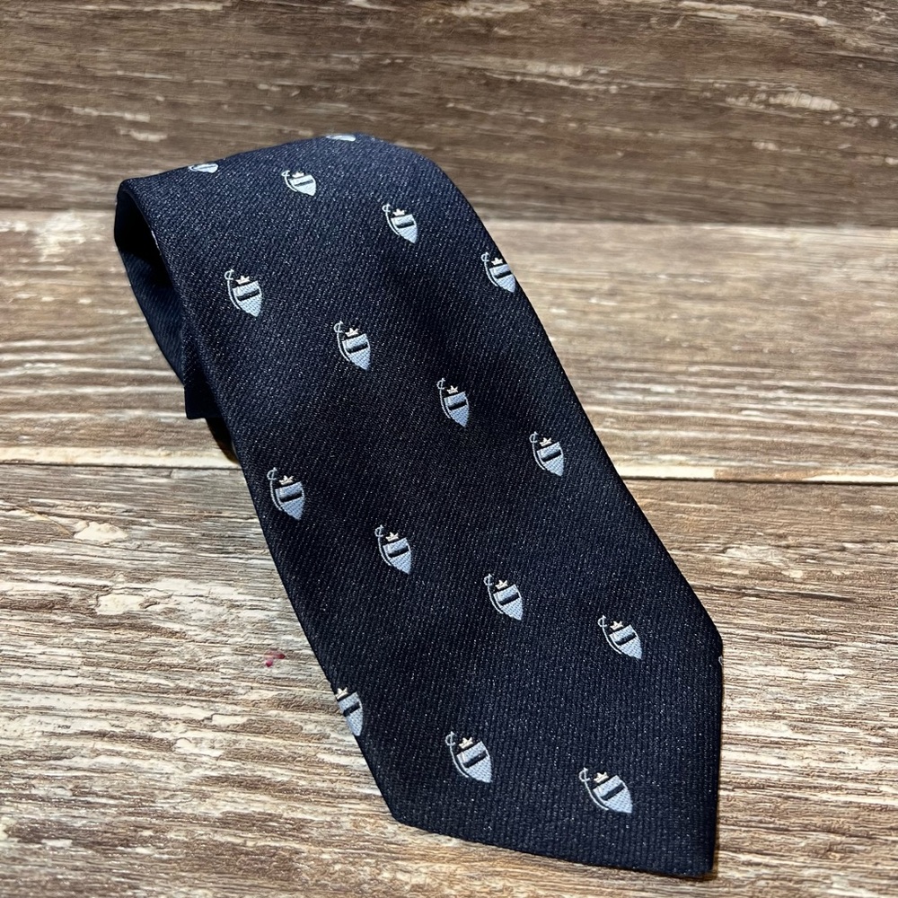 Guy‎ Laroche Cravates Paris Men’s Blue Tie Sword Shield Design Formal Vintage